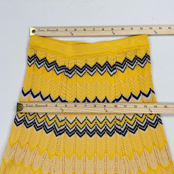 Sandro Paris Womens Zig Zag Wrap Top Midi Skirt 2PC Set 1 / XS Yellow - Picture 15 of 16